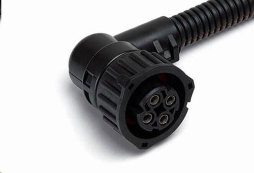 Разъем (байонет) угловой СЦБ-4Р, датч.спидометра КАМ., МАЗ, ЗИЛ, ПАЗ, КРАЗ, УРАЛ, датч.уровня пола, 4-х конт. в гофре (CARGEN)