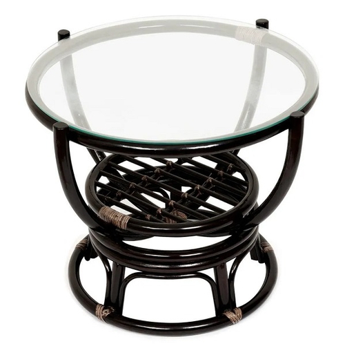 Столик журнальный со стеклом "BENOA" 5005 Antique brown (античный черно-коричневый)