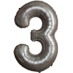 Шар фольгированный Цифра 3 101 см (Серебряный)