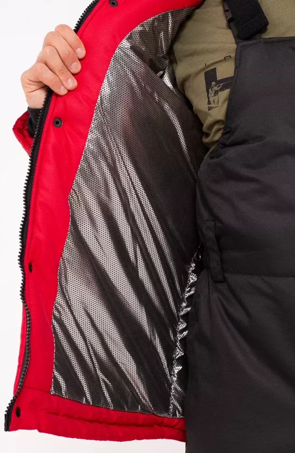 Зимний мужской костюм-поплавок ONERUS "Фишер -45" (Таслан) Красный/Черный