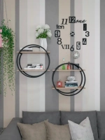 Набор полок круглых настенных черных-дуб  - ЧД