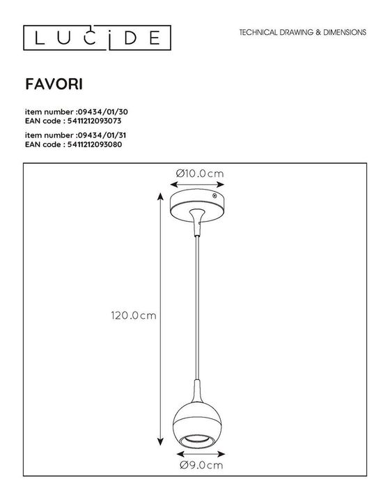 Подвесной светильник Lucide Favori 09434/01/30