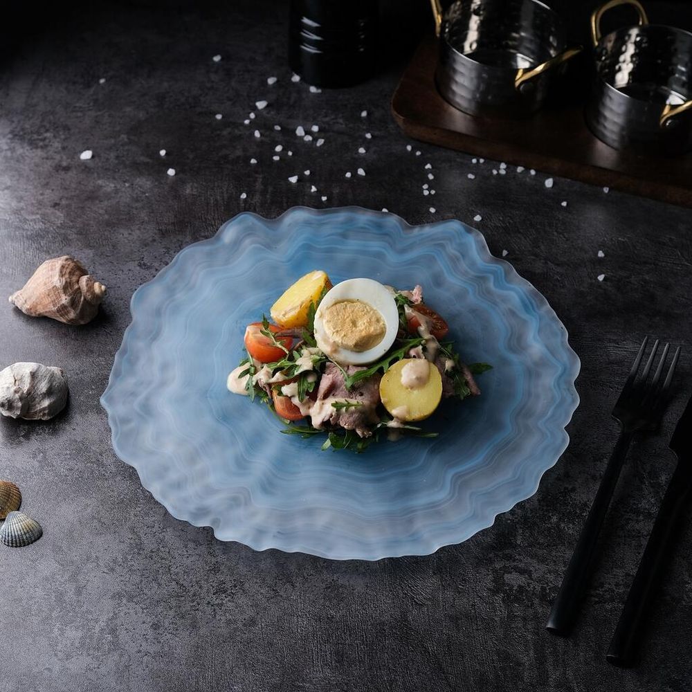 Тарелка d 24 см h2 см Blue Sunset матовое стекло P.L. Proff Cuisine [6]