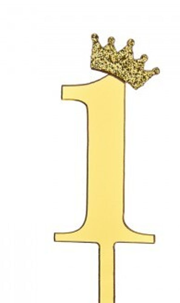 Топпер акриловый «Цифра 1» (6,2 см, золотой)