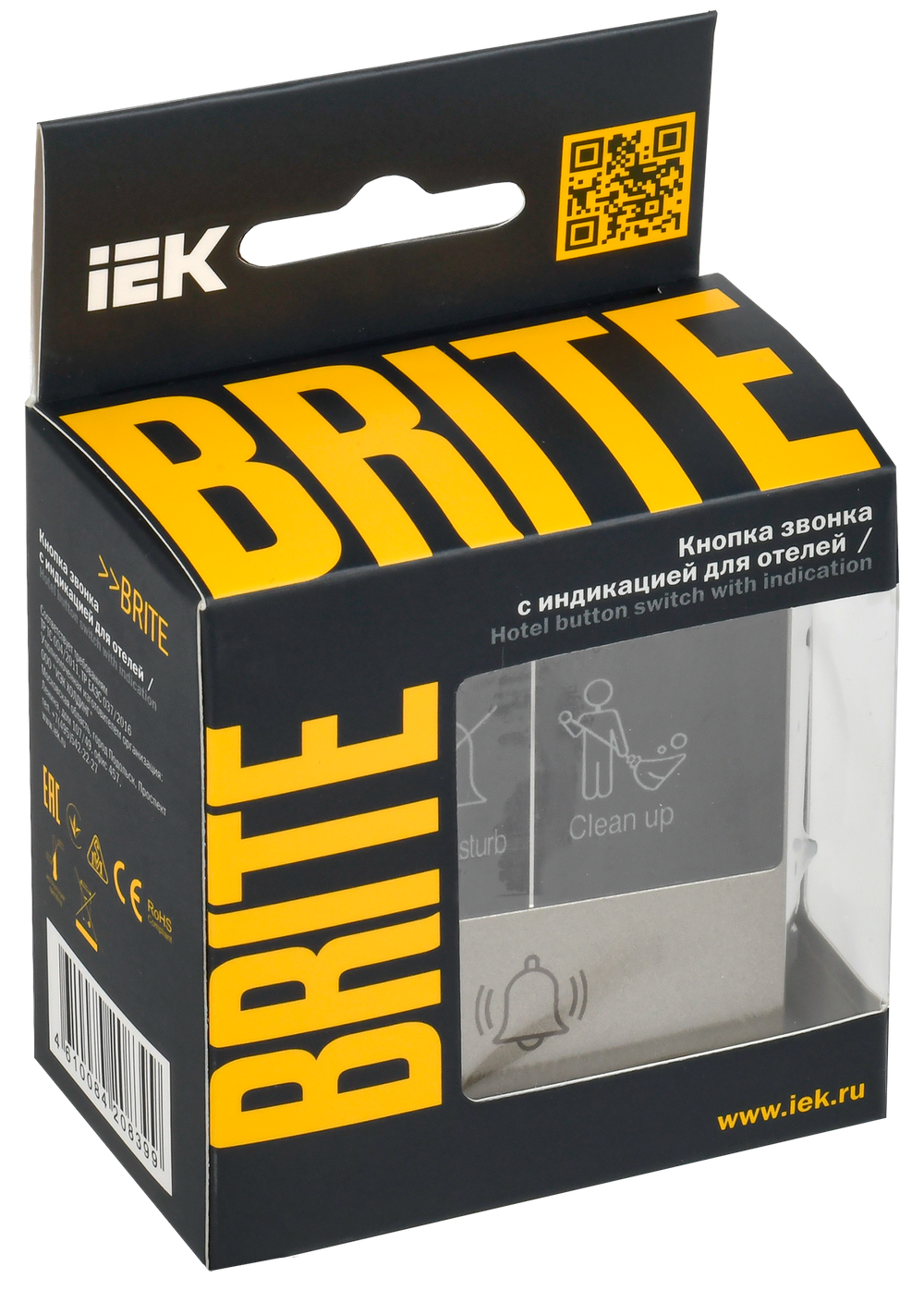 BRITE Кнопка звонка с индикацией для отелей 10А ВС10-1-9-БрШ шампань IEK
