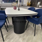 Кухонный раскладной стол "Орландо" из керамогранита, белый мрамор