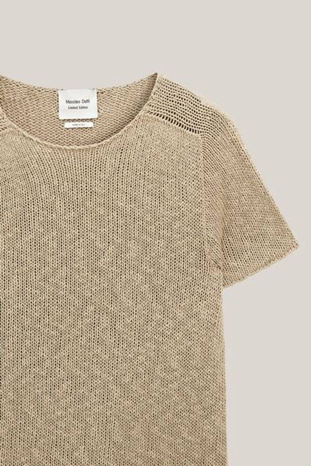 Massimo Dutti Льняной свитер с короткими рукавами - Limited Edition, горчичный