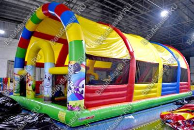 Надувной батут "Страна Сафария" с крышей и высокими горками 12*8*6 м