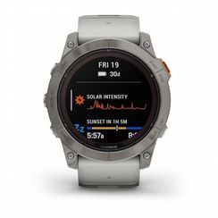 Умные часы Garmin Fenix 7X Pro Sapphire Solar Edition Титановый корпус с дымчато-серым оранжевым ремешком