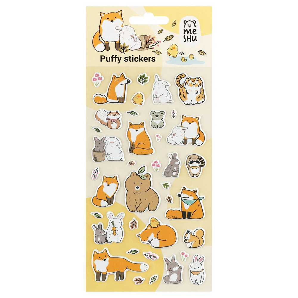 Наклейки объемные 10*23см "Forest animals" (Meshu)