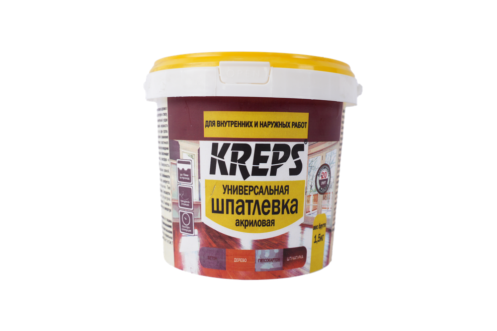 ШПАТЛЕВКА KREPS УНИВЕРСАЛЬНАЯ БЕЛАЯ АКРИЛОВАЯ 1,5КГ