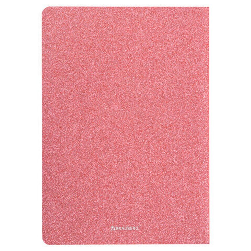 Тетрадь 48 л. в клетку обложка кожзам с блестками, сшивка, A5 (147х210мм), РОЗОВЫЙ, BRAUBERG SPARKLE, 403852