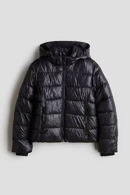 H&M Пуховая куртка с капюшоном, угольный