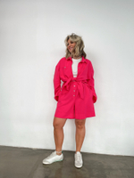 Костюм изо льна фуксия