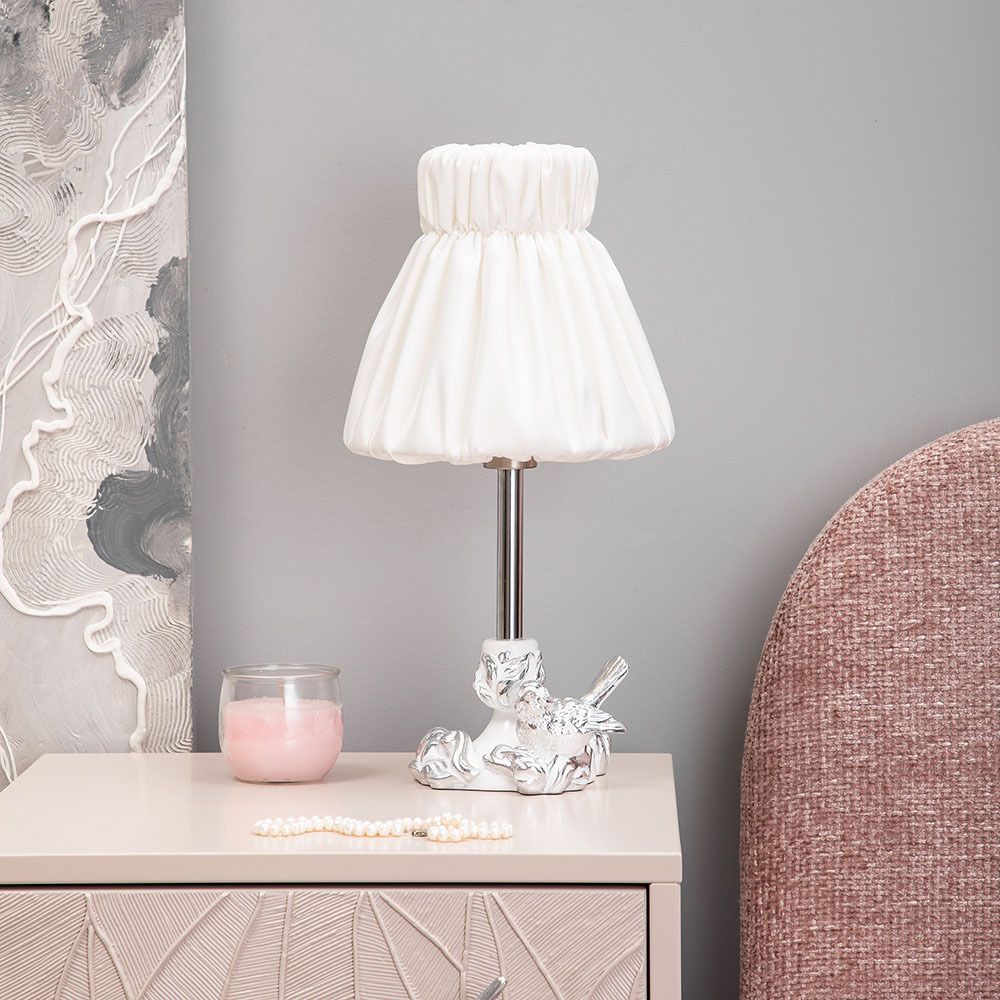 Настольная лампа Белла Белый с абажуром Адель Бланко