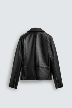 ZARA КОЖАНАЯ КУРТКА В БАЙКЕРСКОМ СТИЛЕ, ЧЕРНЫЙ