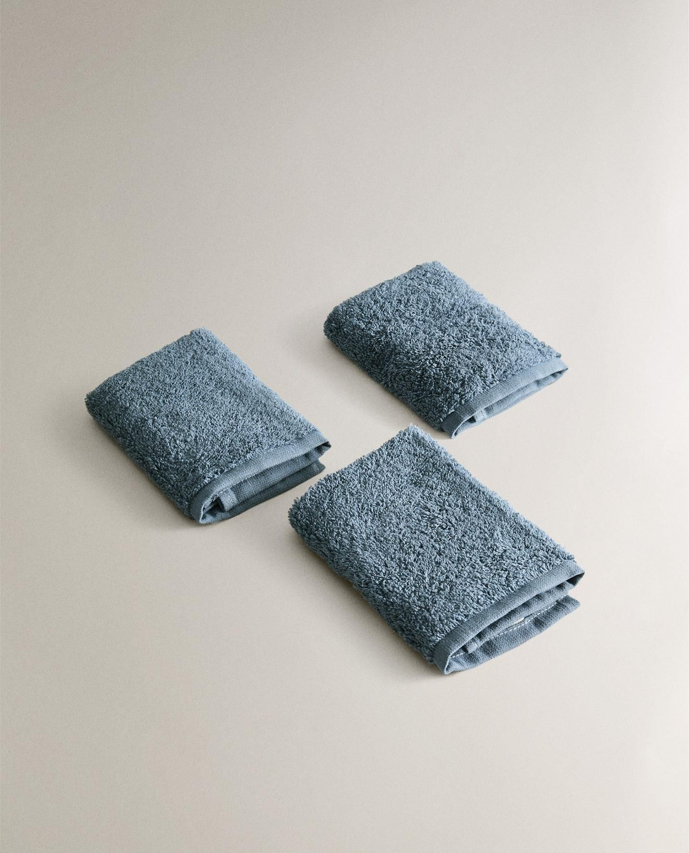 Zara Home - Набор хлопковых полотенец для рук (комплект из 3 предметов)), голубой, 30х30 см