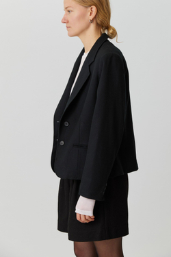 Укороченный винтажный жакет из чёрной шерсти