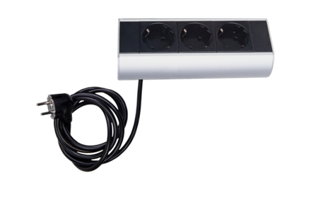 Настольный розеточный блок Ovaledesign в сборе: 3х220V,  кабель 3м с вилкой