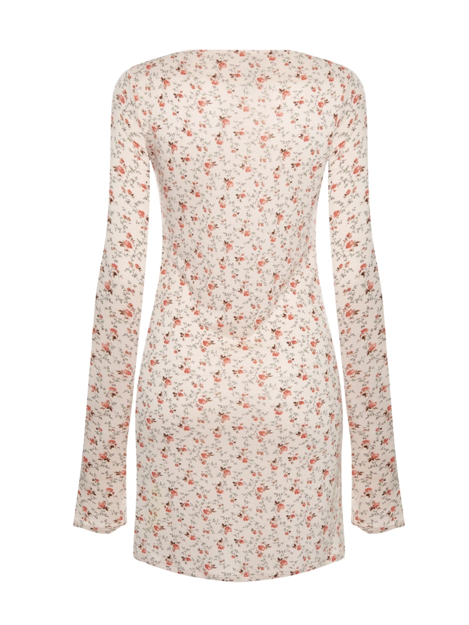 Платье мини LONG SLEEVE TEA ROSE