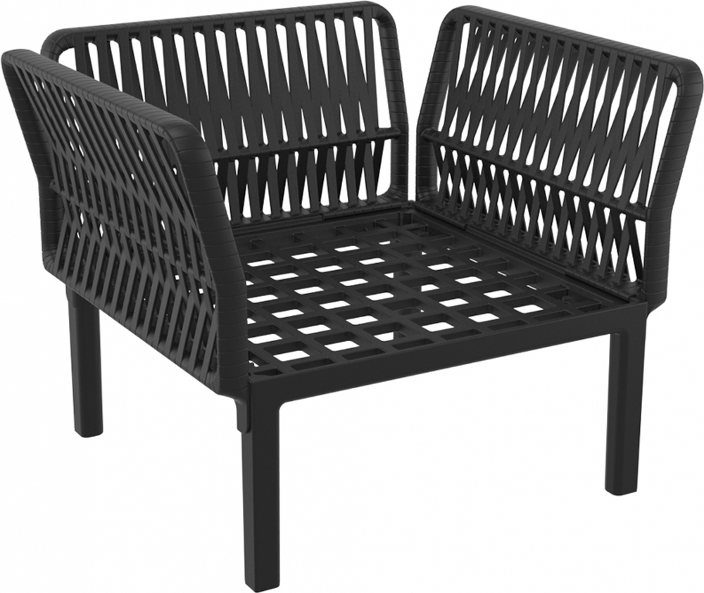 Кресло пластиковое с подушками Siesta Contract Portofino Lounge, черный, темно-серый