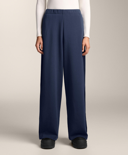 OYSHO Брюки-кокон с боковой складкой и начесом из модала, синий