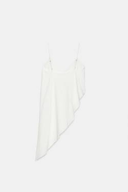 ZARA ТОП АСИММЕТРИЧНОГО КРОЯ ИЗ ПЛОТНОГО ХЛОПКА, БЕЛЫЙ