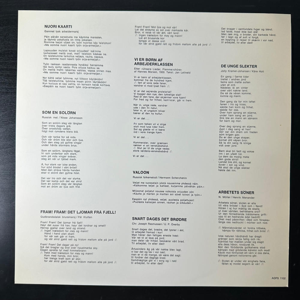 Сборник Nordiske Arbejdersanger (Норвегия 1975г.)