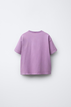 ZARA ФУТБОЛКА С БЛЕСТЯЩИМ ПРИНТОМ STITCH & ANGEL © DISNEY, ТЕМНАЯ МАЛЬВА