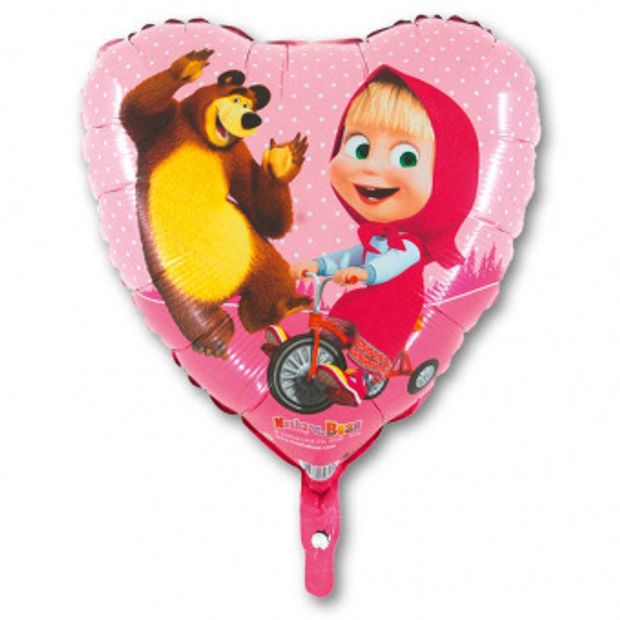Шар сердце 18" / 46 см "Маша и Медведь" (GRABO) (БГ-15)