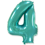 Шар фольгированный Цифра 4 101 см (Бирюзовый)