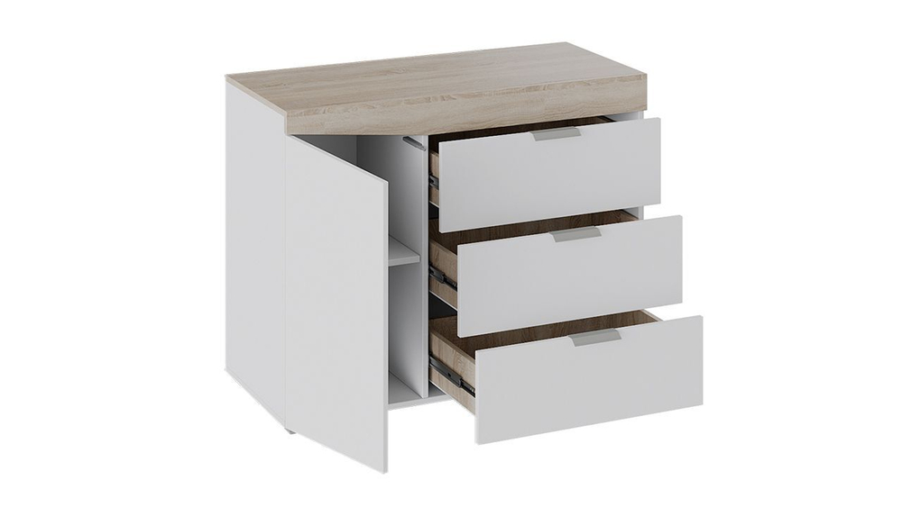 Комод для одежды с ящиками и полками Дуб Сонома/Белый Ясень 3 ящика 100х45х79 см