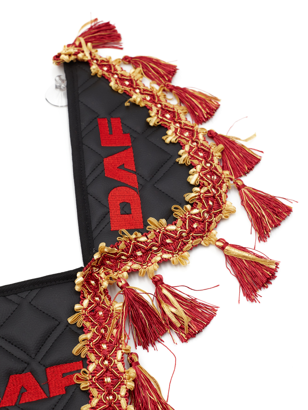 Вымпел тройной DAF (экокожа, черный с красными кисточками)