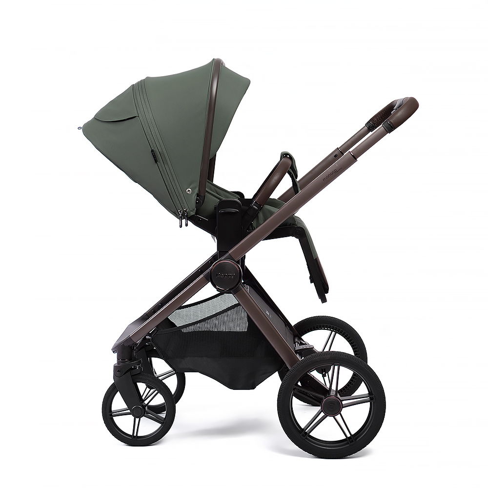 Коляска 2 в 1 Peppy Monaco thermo Green (зеленый), рама серо-коричневая