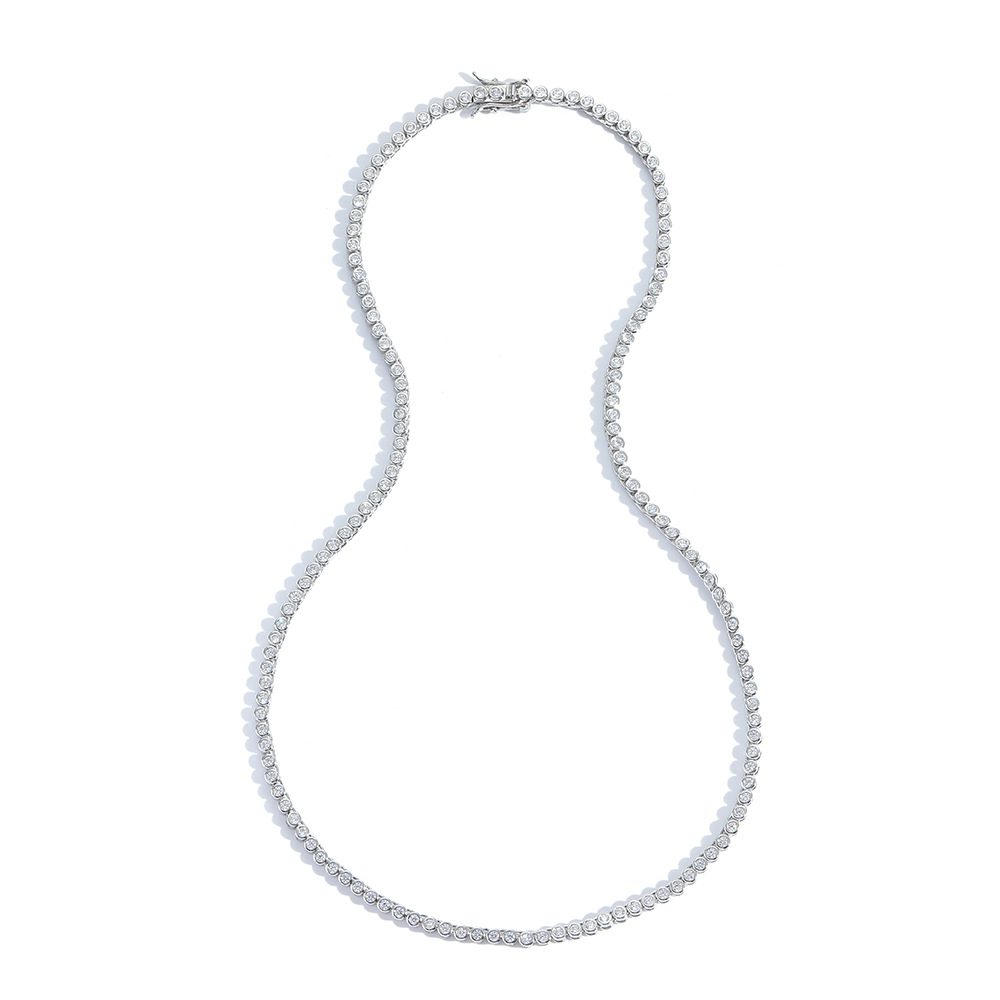 Колье тонкая полоса круглых цирконов, серебро
