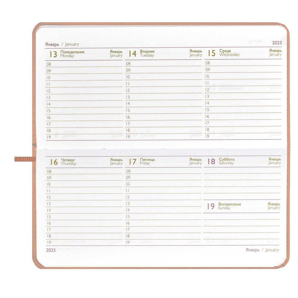 Планинг 2025г., Феникс+ Джут пепел розовый, 170*88мм, кож.зам, карманный, ляссе, 64л