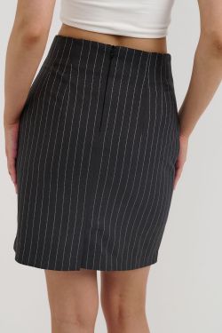 Укороченная юбка в полоску темно-серого цвета