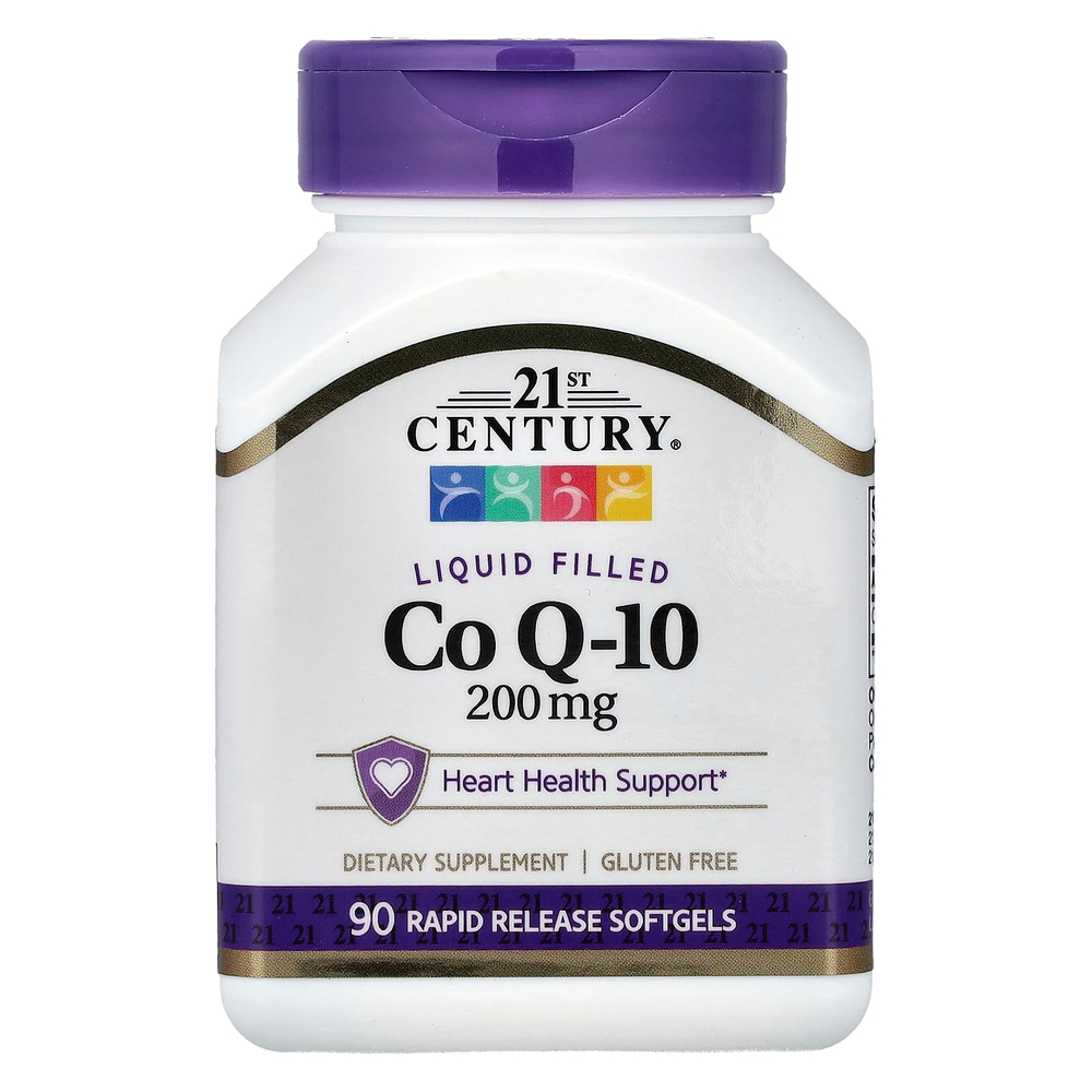 21st Century, жидкий коэнзим Q10, 200 мг, 90 капсул