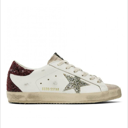 Golden Goose Super Star Silver glitter star borde heel tab