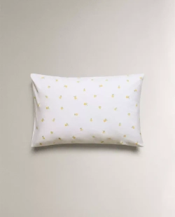 ZARA HOME НАВОЛОЧКА ИЗ ХЛОПКА С ПРИНТОМ «МИМОЗА», ЖЕЛТОВАТО-БЕЛЫЙ