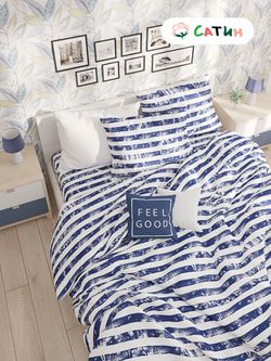 Постельное белье Milky Garden "Crane" евро  Наволочка 50х70 см 2 шт  Простынь на резинке 180х200 см  Пододеяльник 200х215 см