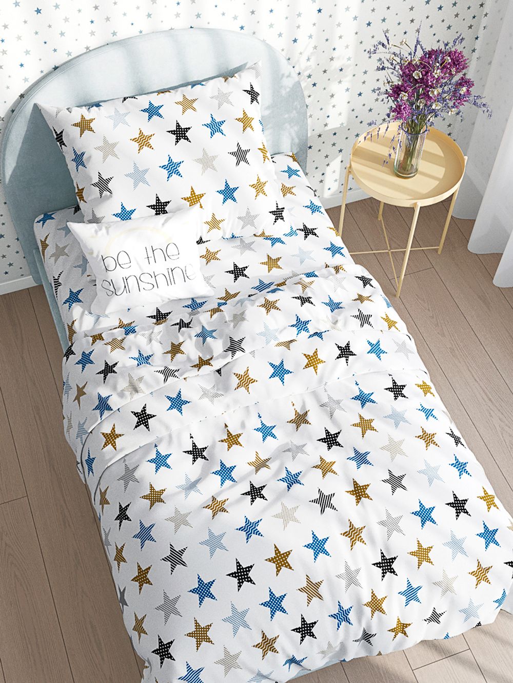 Наволочка комплект 2шт  бязь Сказка "Звезды (печворк)" 40x60 см на молнии