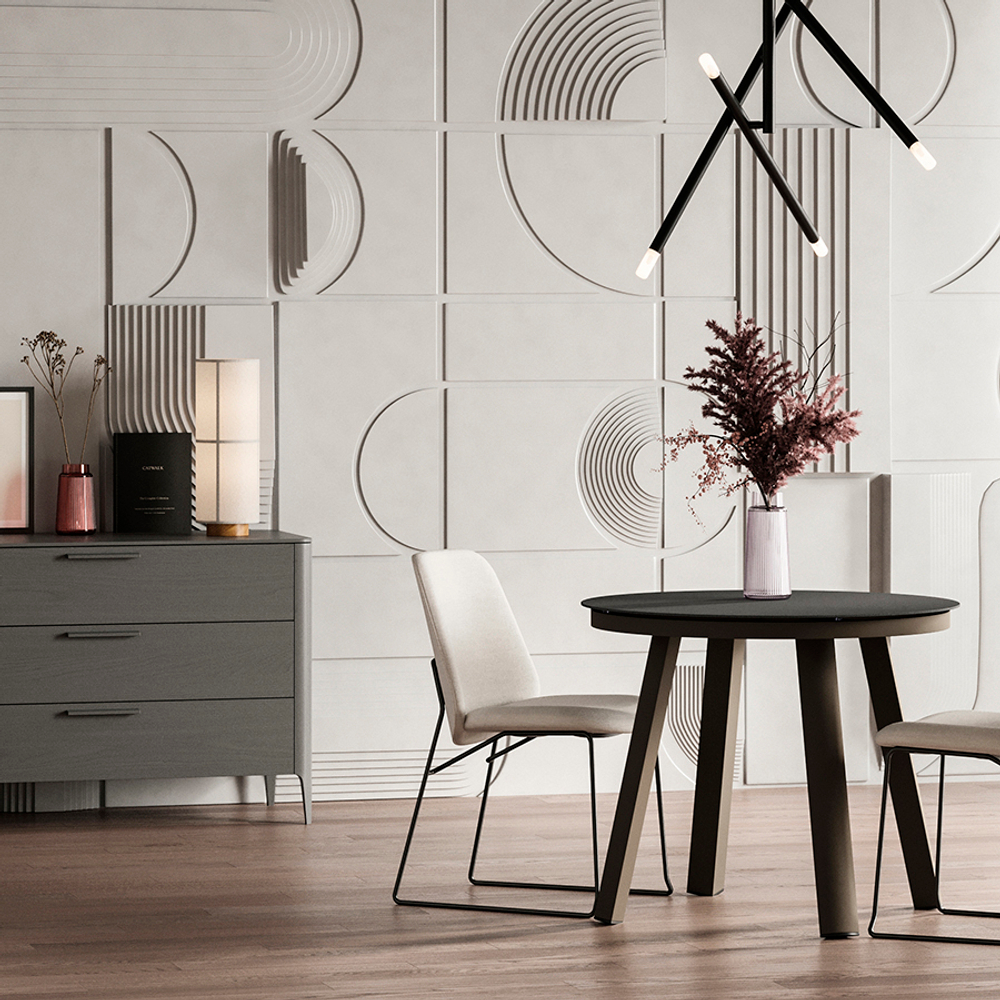 Стол обеденный leif, D90 см, серо-бежевый