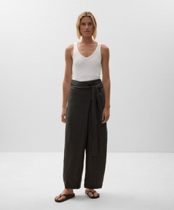 OYSHO Брюки-баллоны из 100% льна, антрацитовый