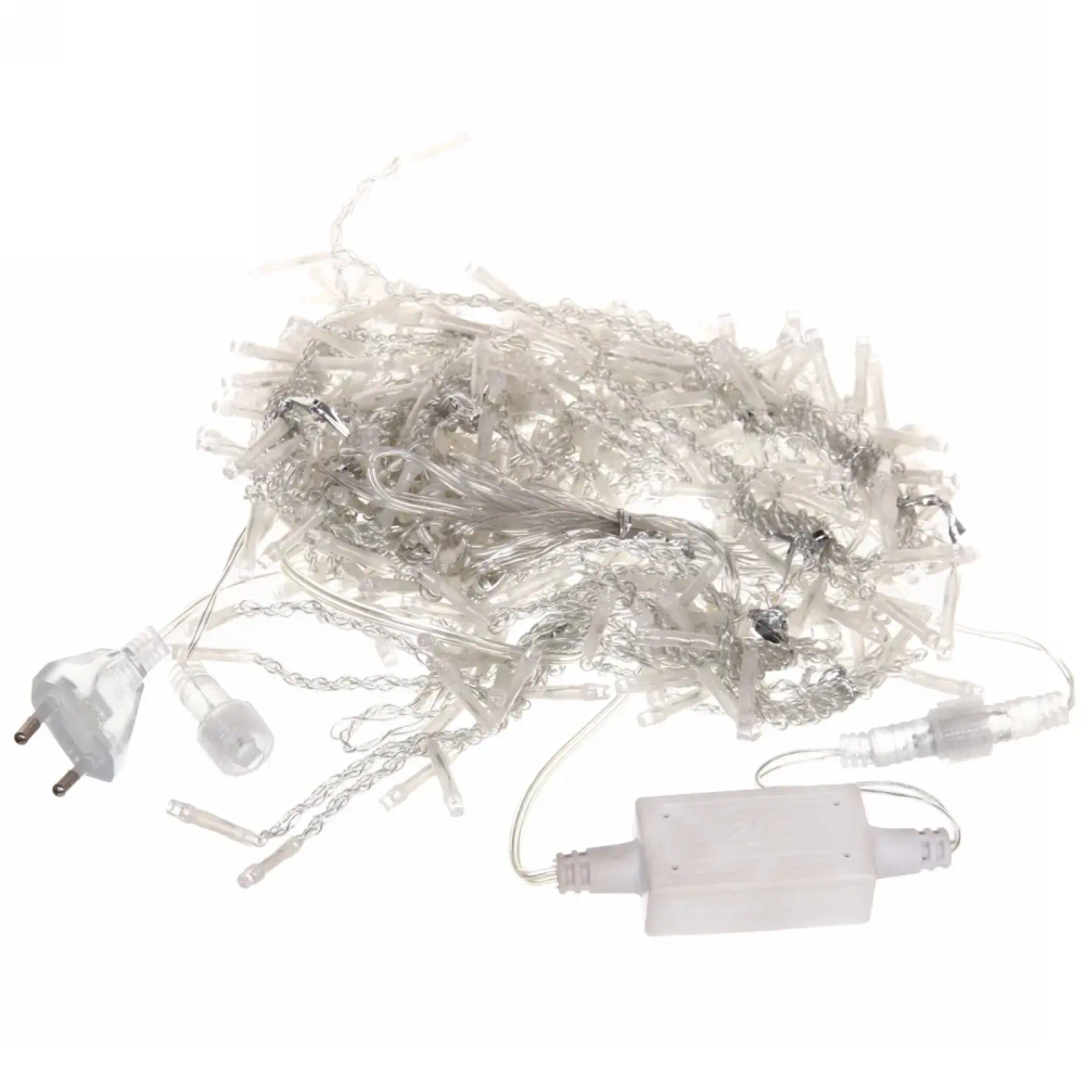 Гирлянда для улицы ЗАНАВЕС «Мерцание» ш2* в1,5 м 320 ламп LED, прозрач.пров,1 реж.,IP-54, Мультицвет, белый мерцает (возможность соединения)