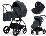 Детская коляска Rant Teo Soft 3 в 1 с автокреслом Cruise Black Graphite