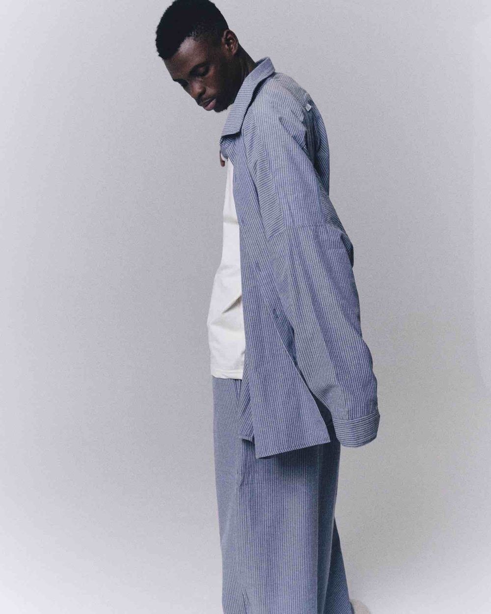 Рубашка One Two Oversized Striped Shirt Dirty-Blue