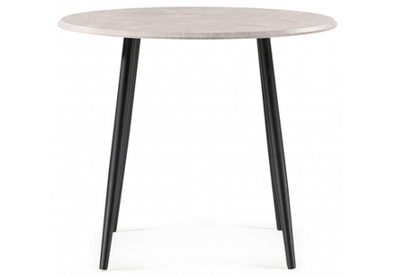 Стол деревянный Woodville Абилин 90 мрамор светло-серый, черный матовый, ножки черные