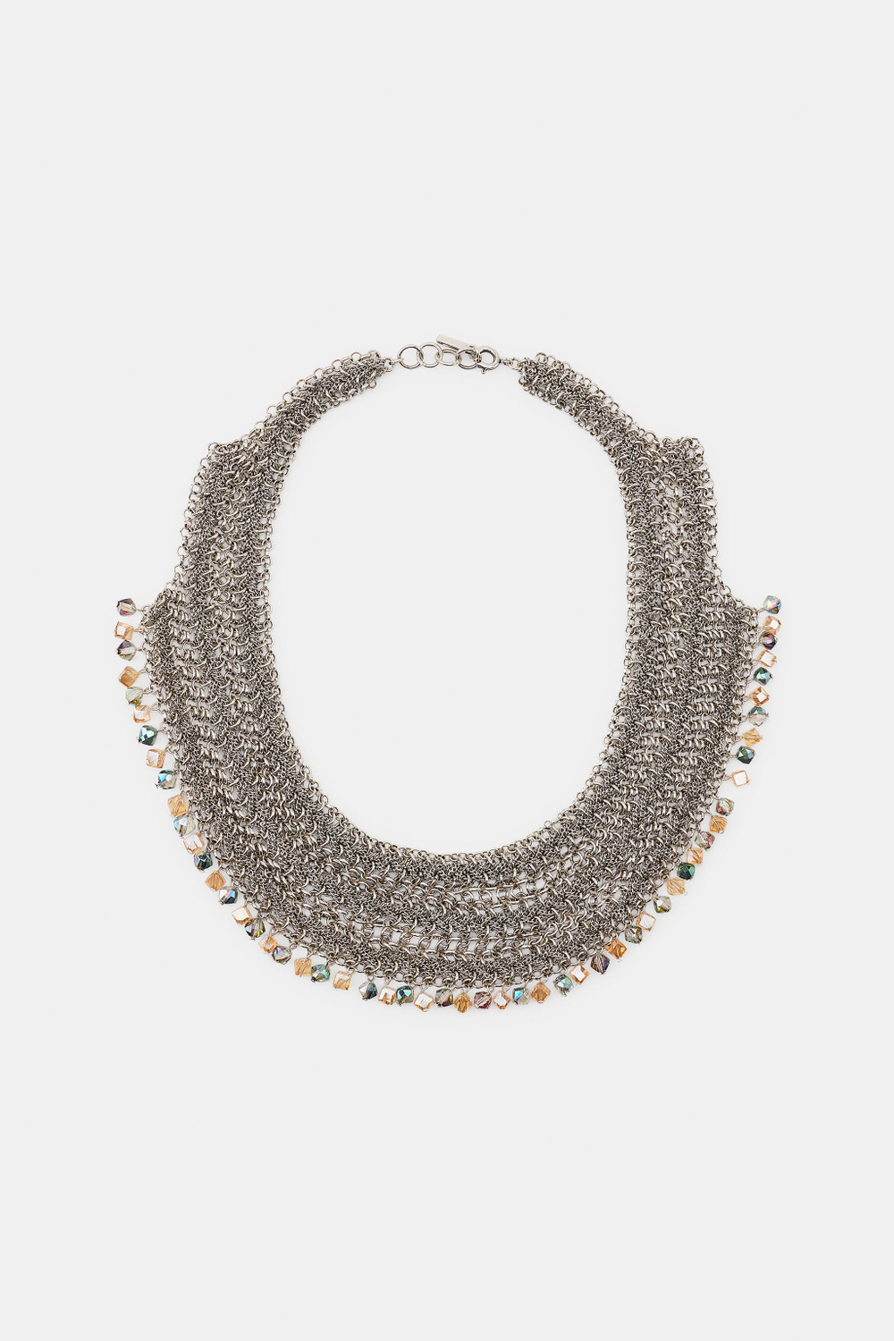 ZARA КОЛЬЕ СО СТРАЗАМИ, СЕРЕБРИСТЫЙ