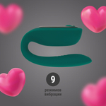 Зеленый гибкий вибратор для пар с пультом ДУ (Цвет: зеленый)